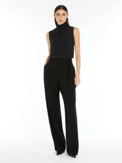 Crêpe de Chine top with bow