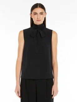 Crêpe de Chine top with bow