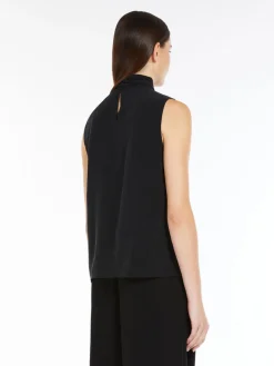 Crêpe de Chine top with bow