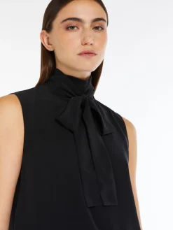 Crêpe de Chine top with bow