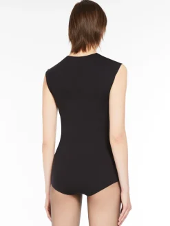 Denier-knit jersey bodysuit