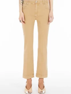 Denim mini flare trousers