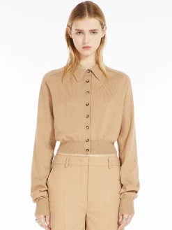 Detachable-collar cardigan