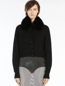 Detachable-collar cardigan