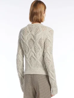 Diamond-knit crew-neck sweater