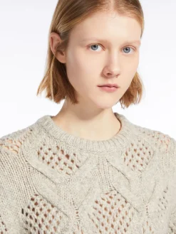 Diamond-knit crew-neck sweater