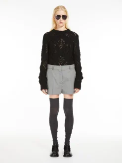 Diamond-knit crew-neck sweater