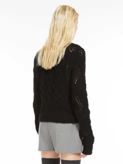 Diamond-knit crew-neck sweater