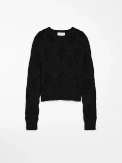 Diamond-knit crew-neck sweater