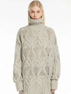 Diamond-knit maxi sweater