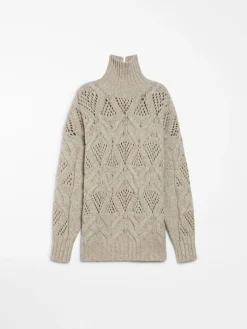 Diamond-knit maxi sweater