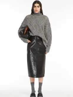 Diamond-knit maxi sweater