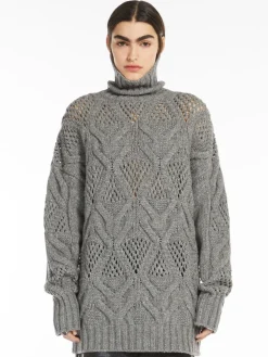 Diamond-knit maxi sweater