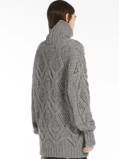 Diamond-knit maxi sweater