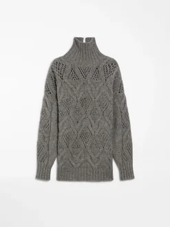 Diamond-knit maxi sweater