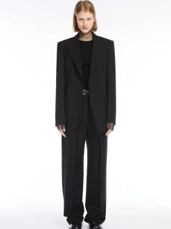 Directional rib mock-polo-neck sweater