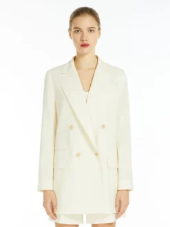 Double-breasted blazer in wool canvas
