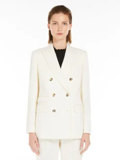 Double-breasted blazer in granité wool