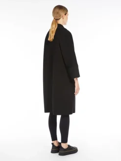 Double-breasted coat in scuba jersey