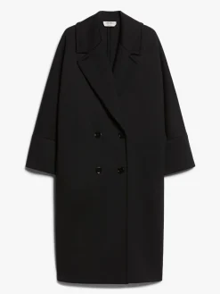 Double-breasted coat in scuba jersey