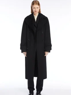 Double-breasted pure wool coat