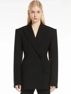Double-breasted stretch wool blazer - KLEPSYDRA CAPSULE