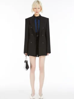 Double-breasted stretch wool blazer