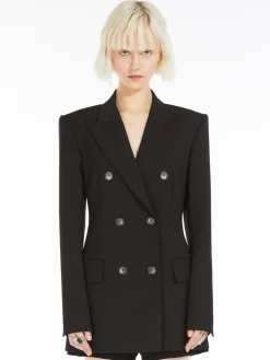 Double-breasted stretch wool blazer