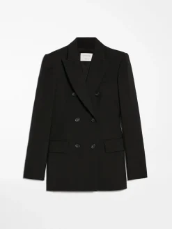 Double-breasted stretch wool blazer