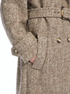 Double-breasted tweed coat