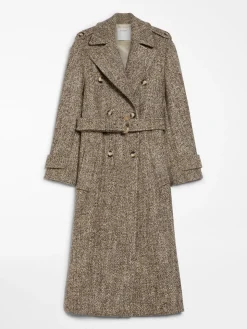 Double-breasted tweed coat