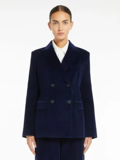 Double-breasted velvet blazer