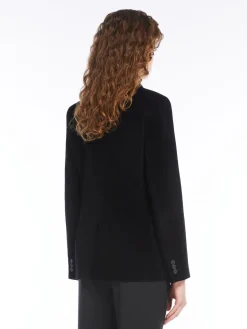 Double-breasted velvet blazer