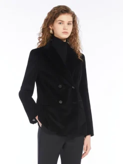 Double-breasted velvet blazer