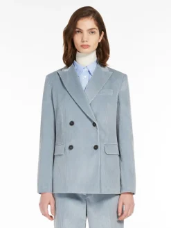 Double-breasted velvet blazer