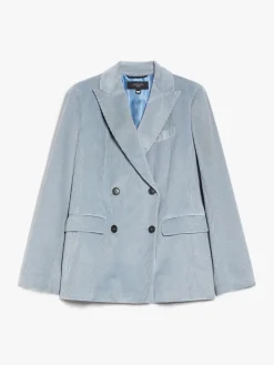 Double-breasted velvet blazer