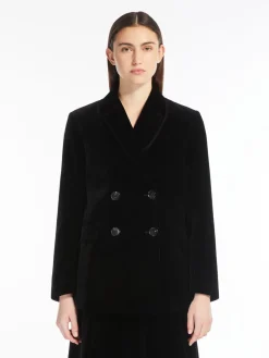 Double-breasted velvet jacket