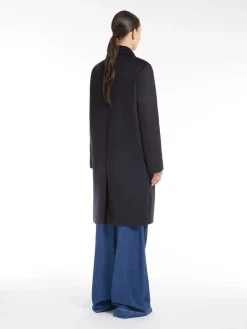 Double-breasted wool broadcloth coat