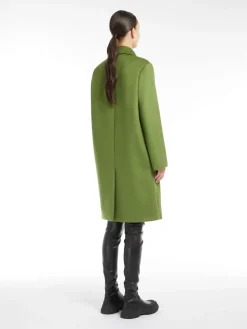 Double-breasted wool broadcloth coat