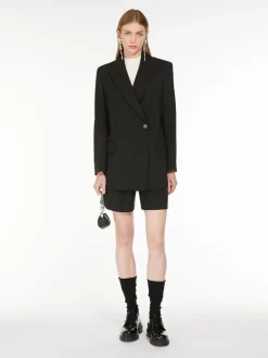Double-breasted woollen cloth blazer