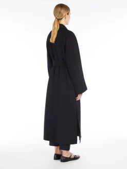 Double-faced wool coat with belt