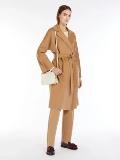 Double-faced wool-blend robe coat