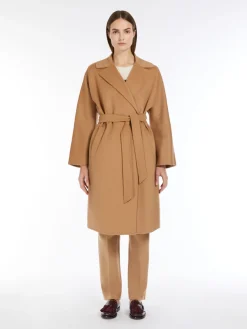 Double-faced wool-blend robe coat