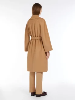 Double-faced wool-blend robe coat
