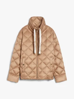 Down jacket in iridescent water-repellent canvas