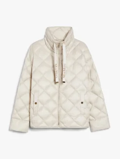 Down jacket in iridescent water-repellent canvas
