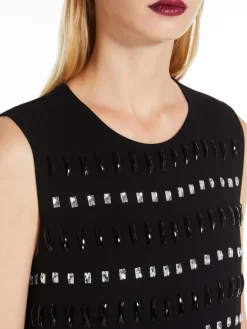 Embroidered cady boxy dress