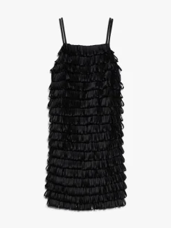 Embroidered cady flared dress