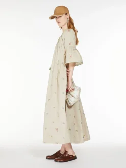 Embroidered poplin dress