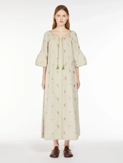 Embroidered poplin dress
